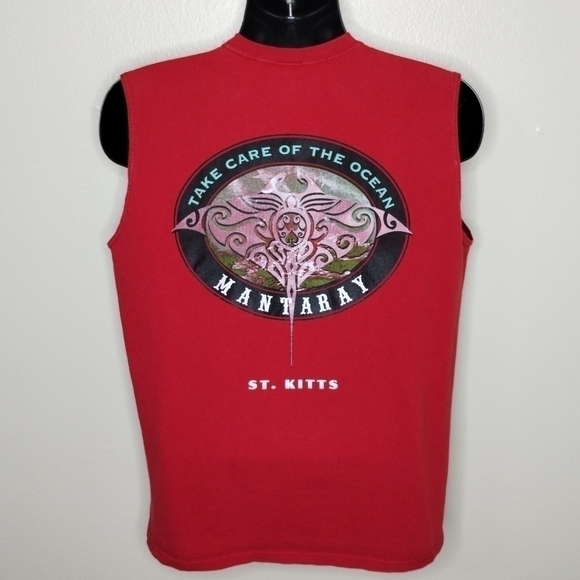 Vintage 90s Yacht Club Men's Large T-shirt Sleeveless Ocean Nature Tee Crew Neck - Picture 1 of 10